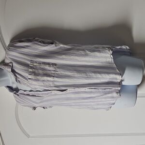 Striped Lavender Button-Up Women's Top